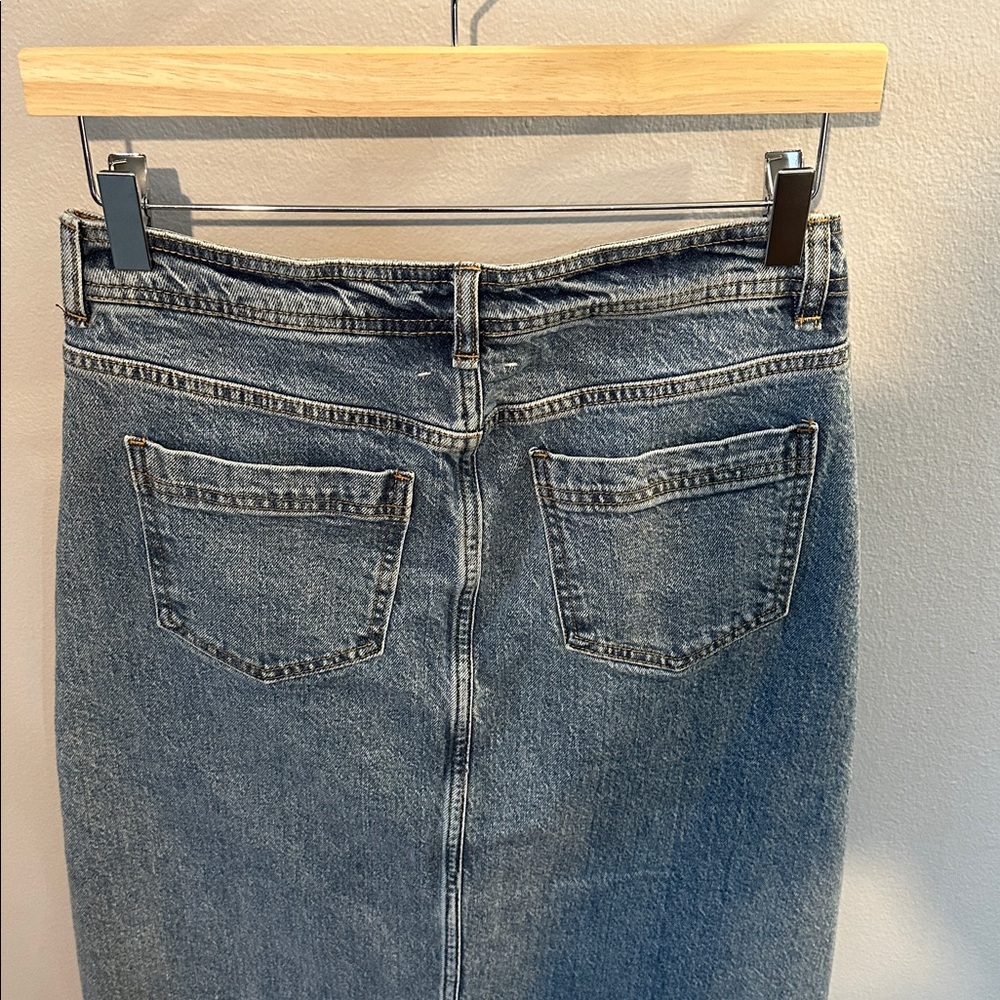 Habitual Center Slit Denim Midi Skirt - Picture 5 of 7